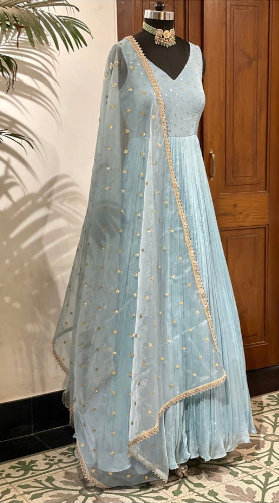 Soft Blue Anarkali Yeh Lehenga Nahi Mehenga Soft Blue Anarkali Yeh Lehenga Nahi Mehenga