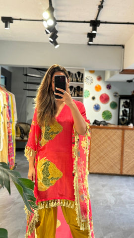 Printed Tassel Kaftan Set