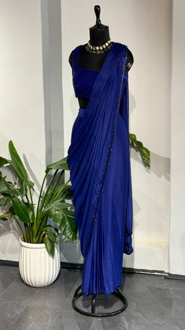 Shimmery Jewel Toned Blue Saree