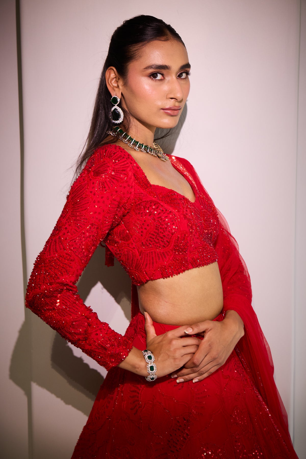 Meticulous Red Lehenga