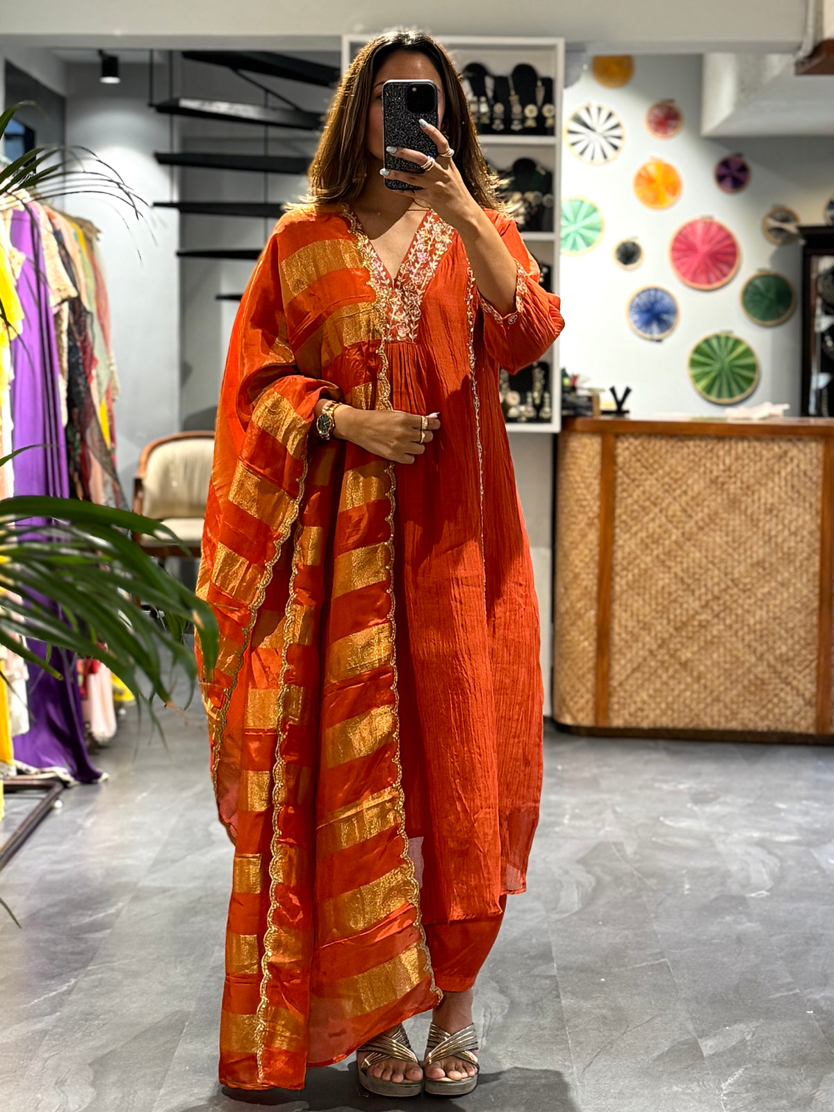 Orange Mirage Anarkali