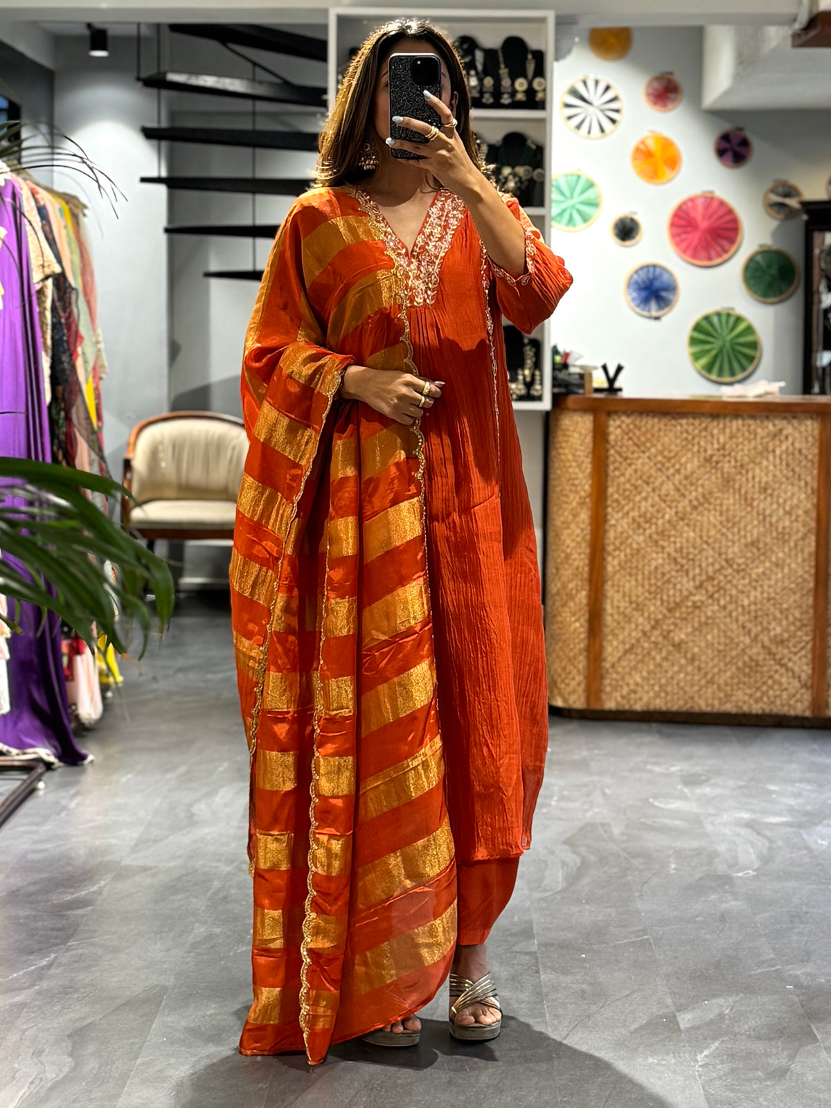 Orange Mirage Anarkali