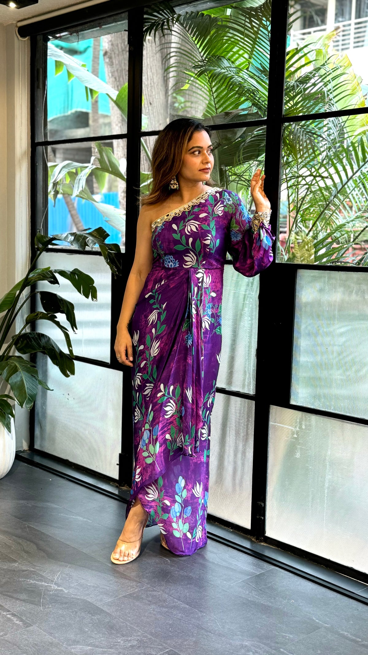 Floral Draped Gown