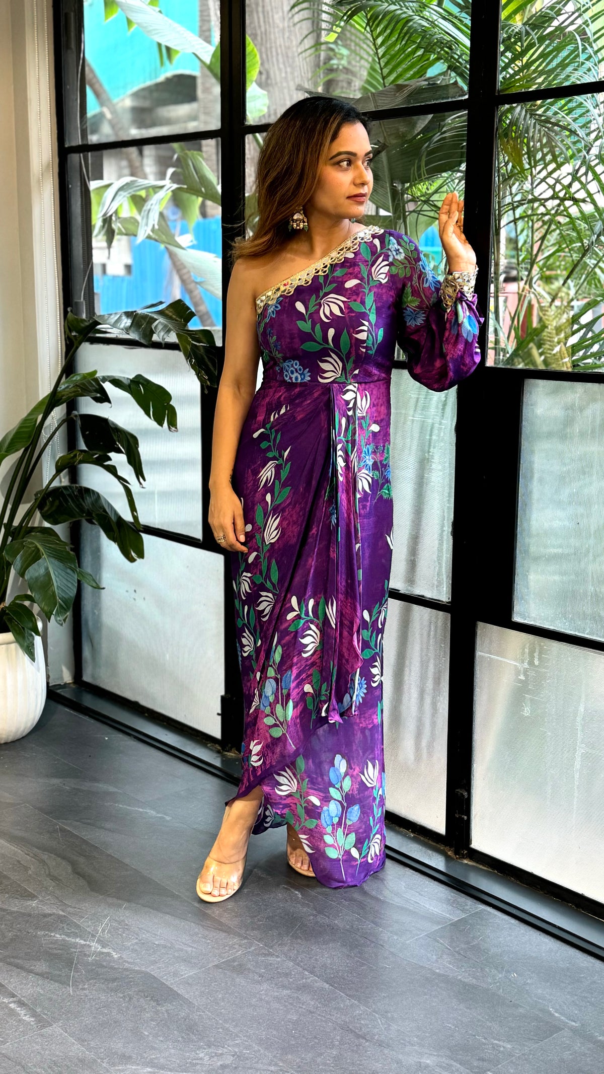 Floral Draped Gown