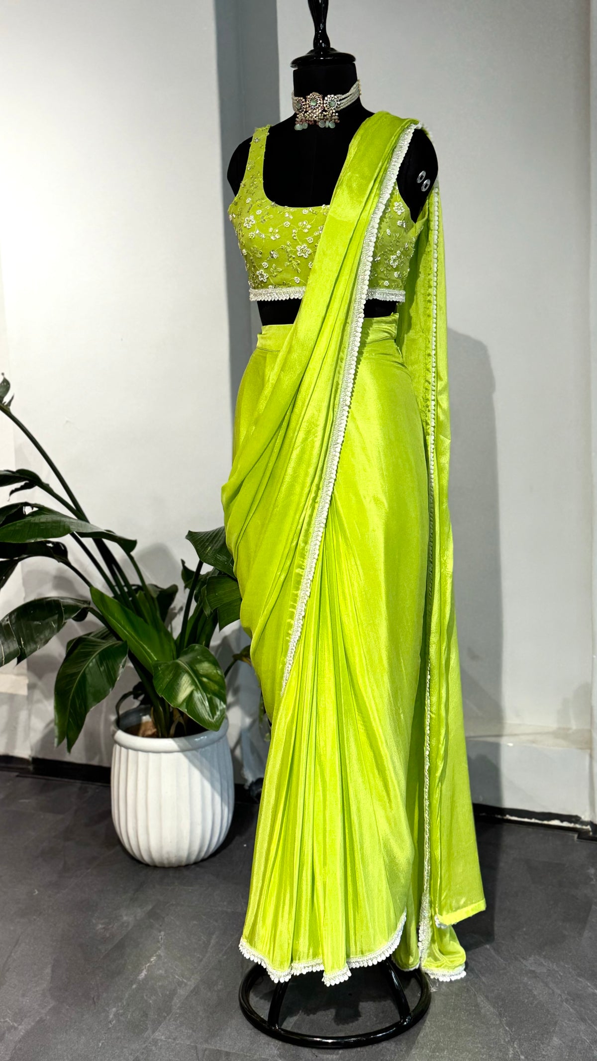 Neon Green Saree