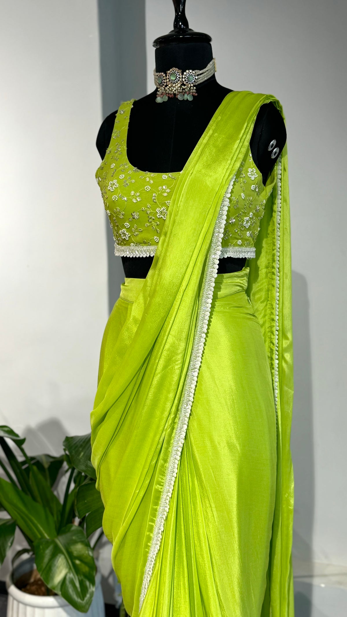 Neon Green Saree